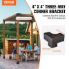 VEVOR Pergola Bracket Kit 4''x4'', 4pcs 3-Way Heavy Duty Corner Bracket Woodworks DIY Post Base Kit, Easy Installation Wooden Beams for Gazebos