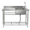 VEVOR Stainless Steel Utility Sink, 1 Compartment Free Standing Small Sink w/Workbench Faucet & legs